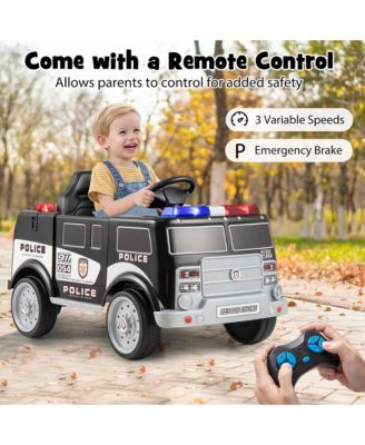 Kids Ride on Police Car w/ 3 Speeds Megaphone Music FM Radio Flashing Lights