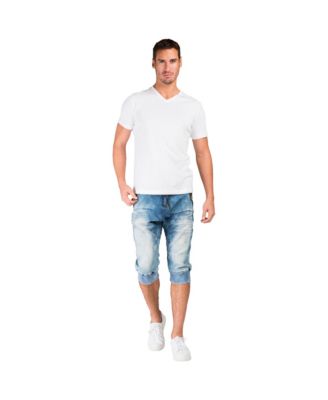 Men's Premium Knit Denim Jogger Capri Shorts