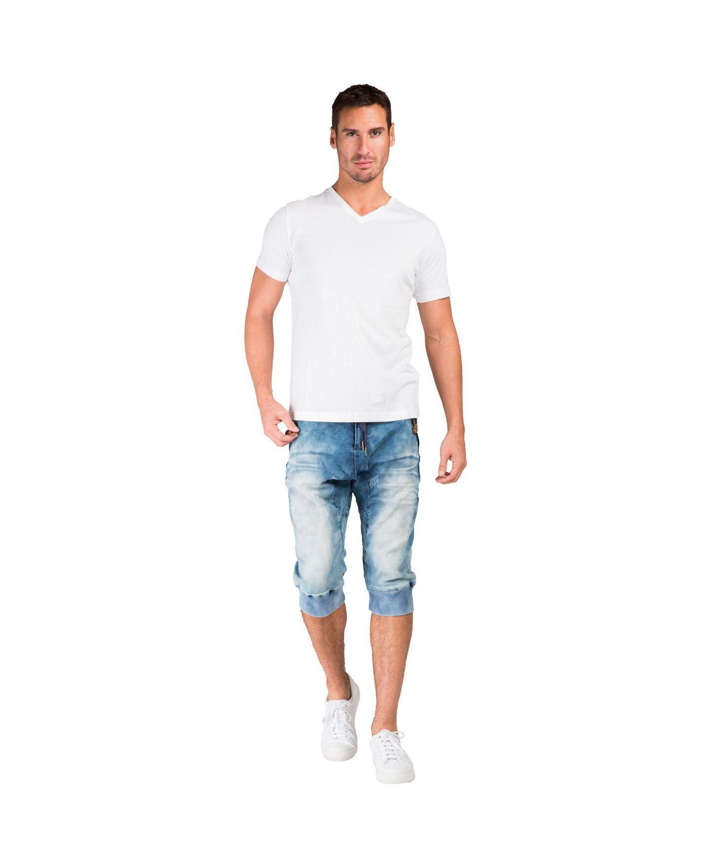 Мужские шорты Level 7 Premium Knit Denim Jogger Capri, цвет: Синий — фото 3
