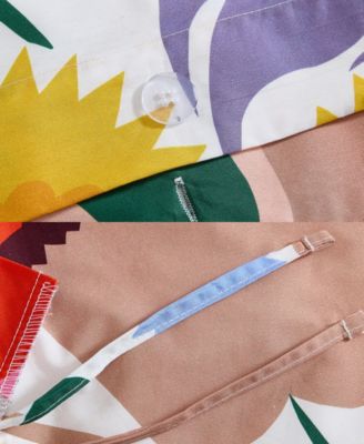 Ojakellukka Cotton Percale 3-Pc. Duvet Cover Set, Full/Queen