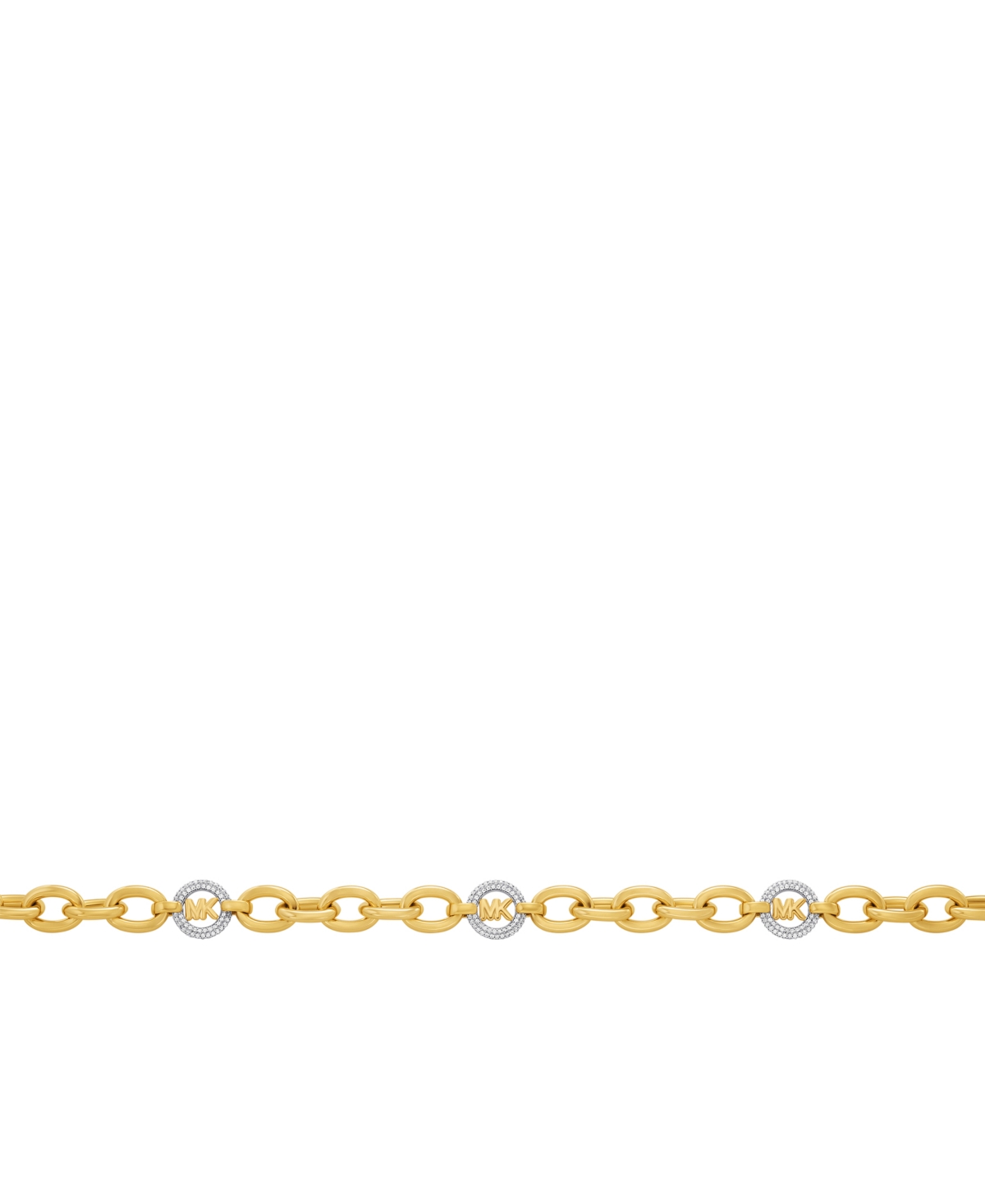 Michael Kors Cubic Zirconia Logo Chain Necklace In Gold