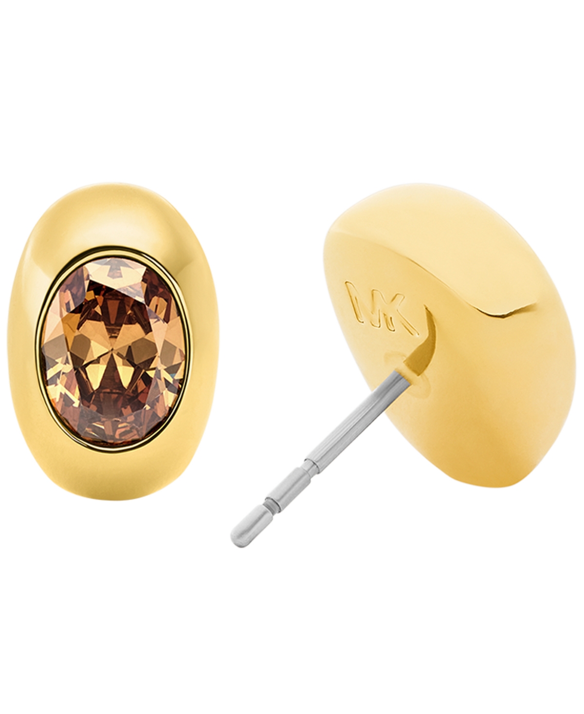 Michael Kors Gold-tone Oval Stone Stud Earrings In Gold