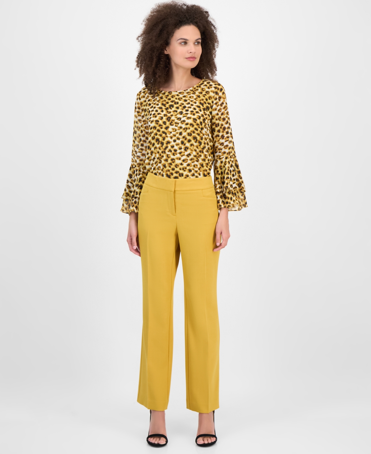 Women's Mid-Rise Fly Front L-Pocket Trousers - Maize