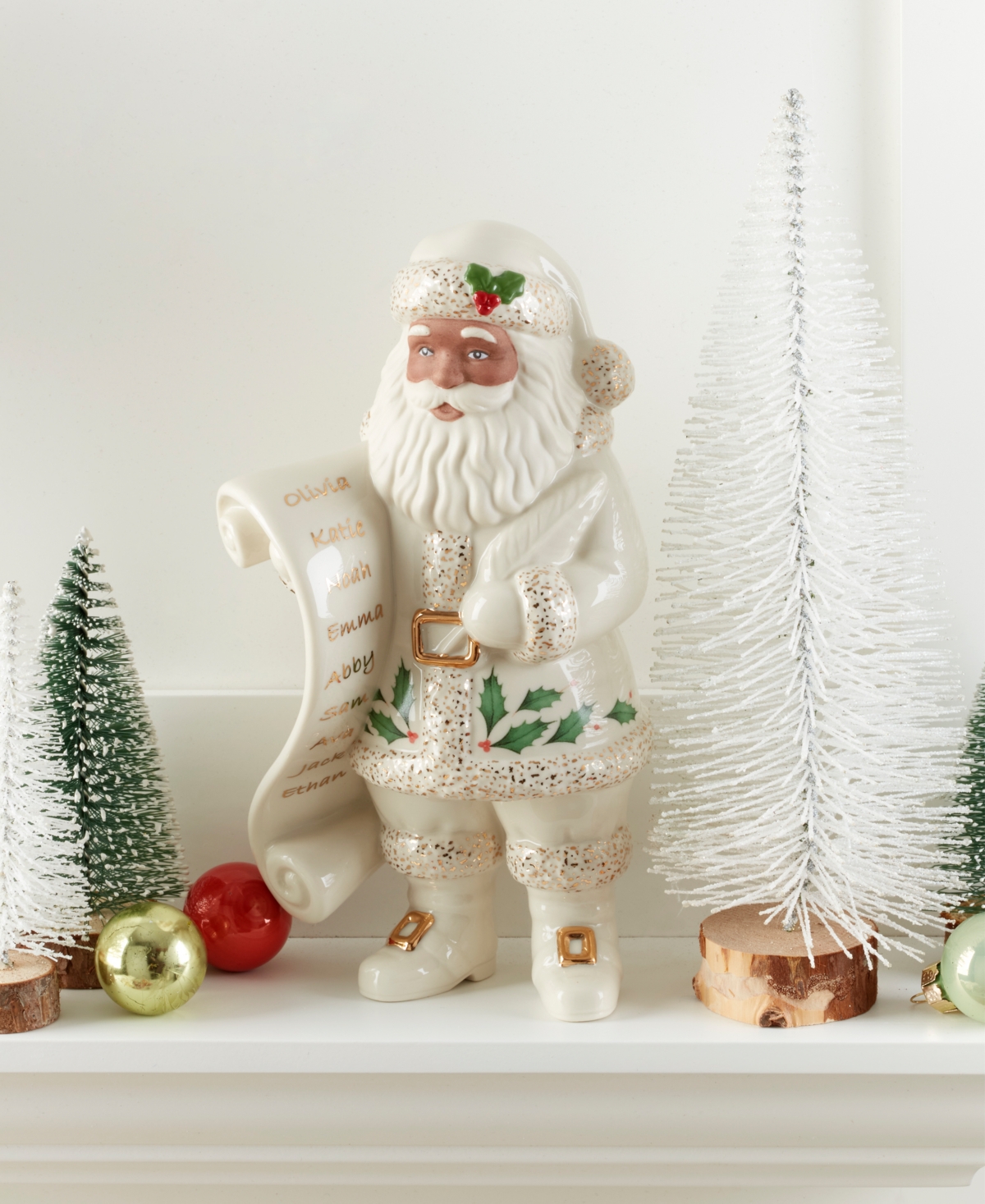 Lenox 2025 African American Santa With List Figurine In White