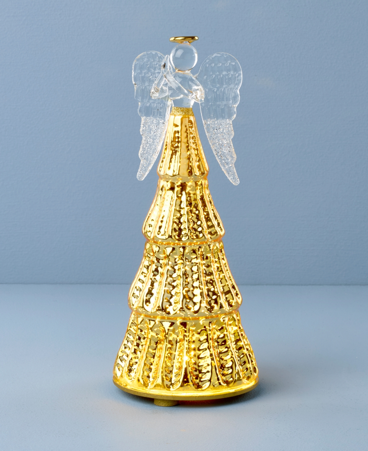 Lenox Radiant Light Lit Glass Angel Figurine In Gold