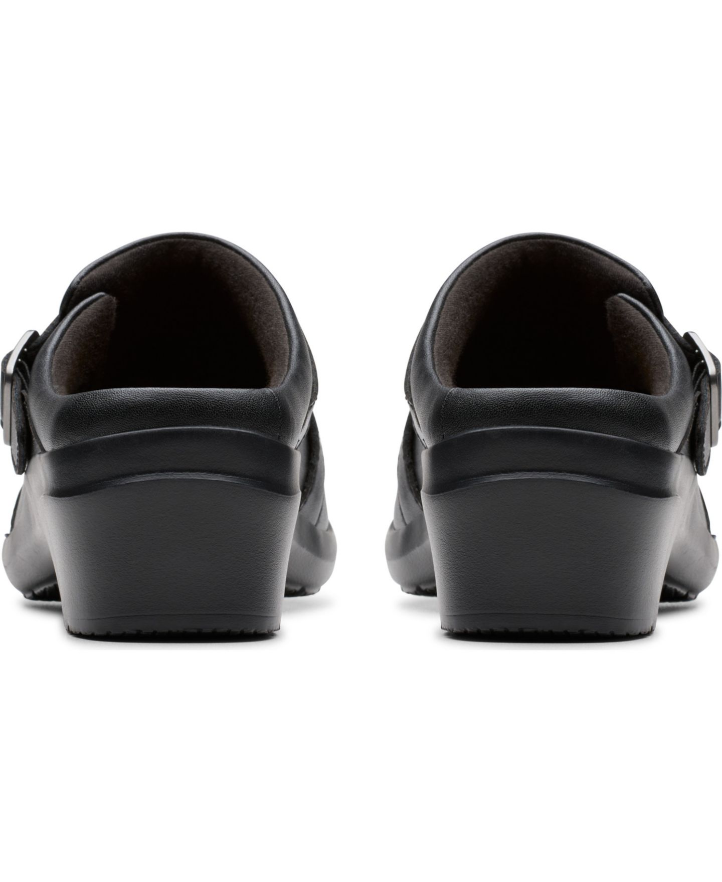 Женские сабо Clarks Angie Braley Round Toe Mules, цвет: Чёрный кожаный — фото 3