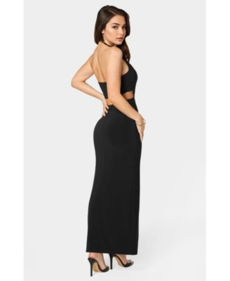 Women's Slit Front Cutout Halter Midi Dress