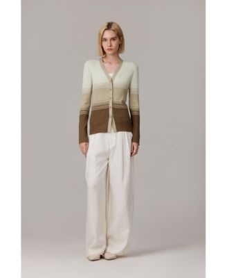 Women's Lurex Wool Cardigan | Metallic Button Up V Neck Sweater | Ultra Soft Ribbed Shimmer Knit | Machine Washable Cardigan Sweaters