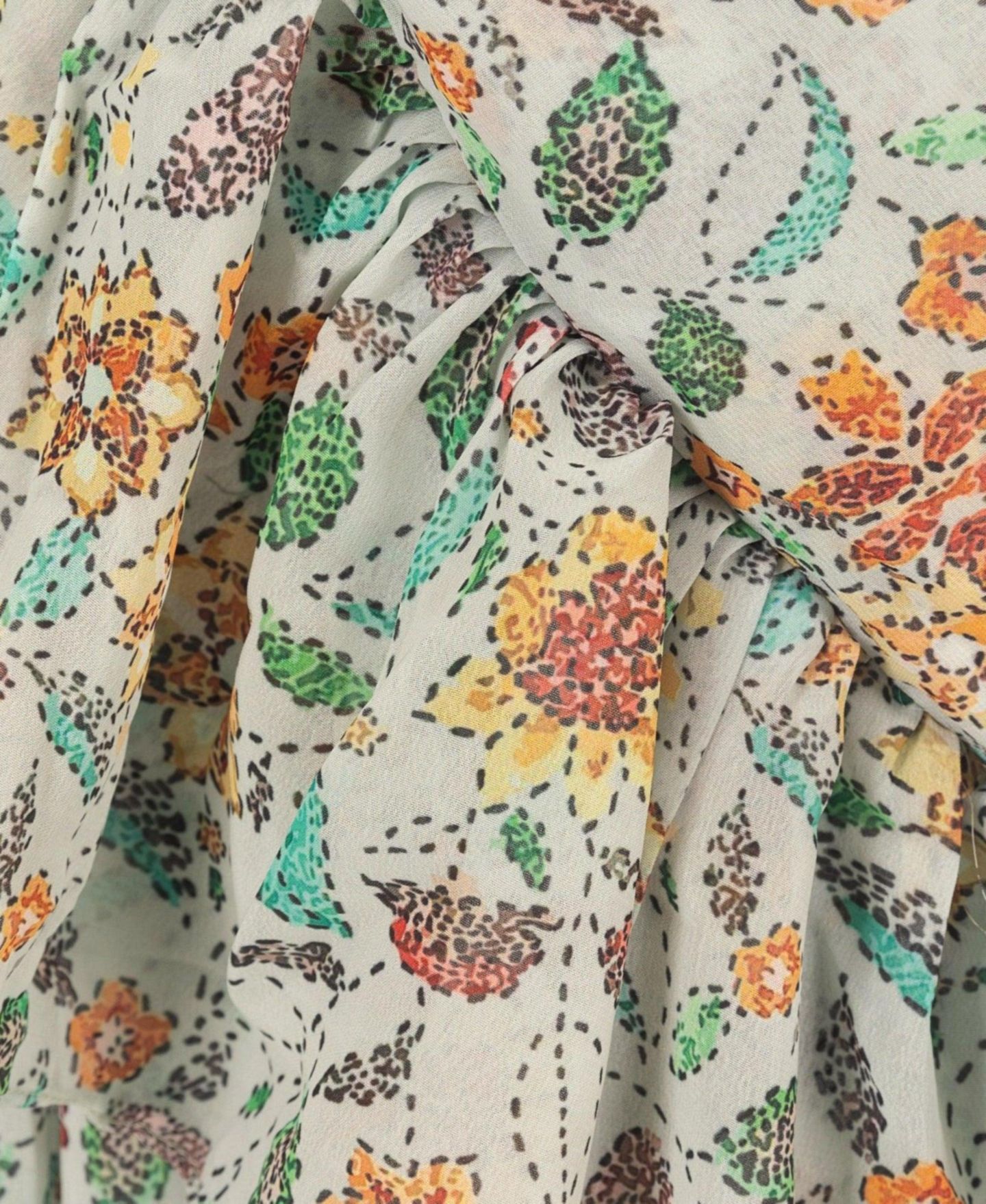 Женское платье RAAS One-Shoulder Floral Ruffle Saree, цвет: Светлый зелёный — фото 6