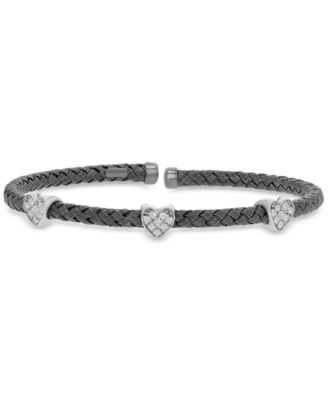 Cubic Zirconia Link Cuff Bracelet in 14k Yellow Gold Over Sterling Silver