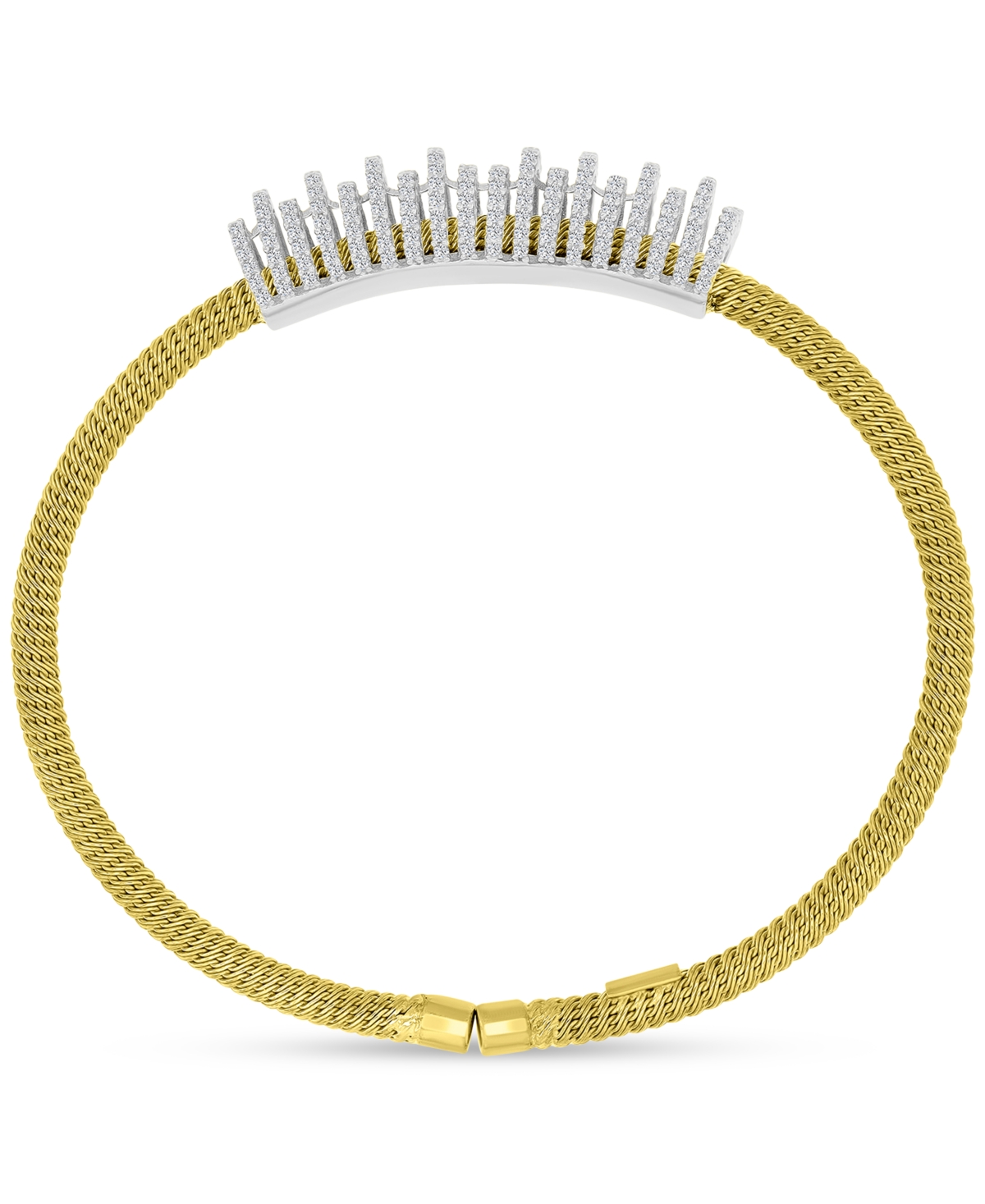Macy's Cubic Zirconia Rondelle Woven Link Cuff Bracelet In Gold