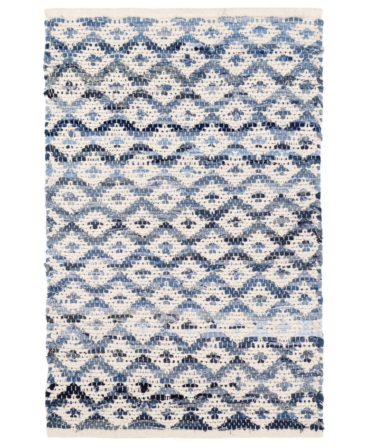 Dash And Albert Rugs By Annie Selke Denim Rag Diamond Da789 3'x5' Area Rug In White