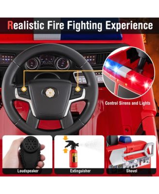 Kids Ride on Fire Truck 12V Battery Powered Electric Vehicle w/ 3 Speeds