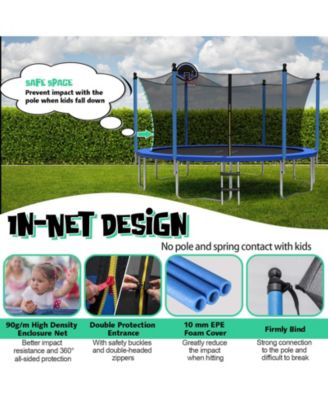 14 Feet Outdoor Recreational Trampoline with Ladder and Enclosure Net