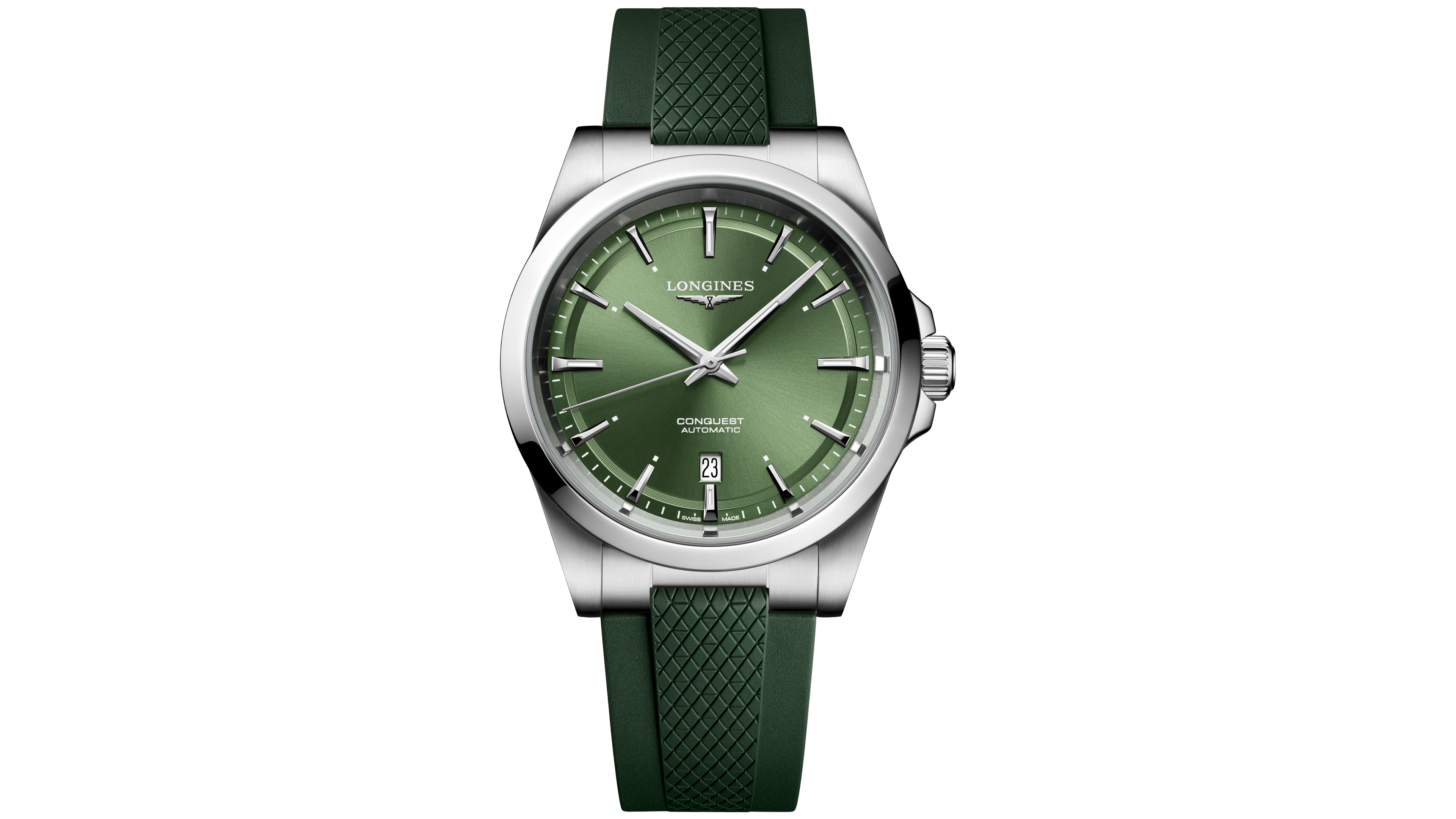 Longines Men's Conquest Automatic Green Rubber Watch 41mm