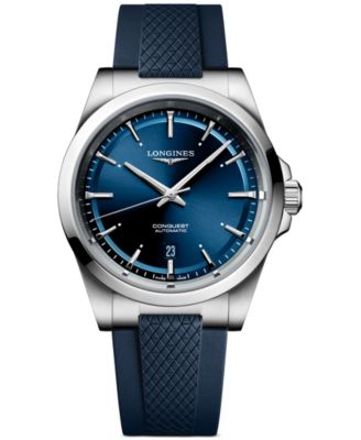 Men's Conquest Automatic Blue Rubber Watch 41mm