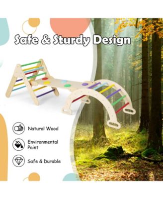 5 in 1 Wooden Climbing Toys for Toddlers, Triangle Climber with Ramp for Sliding or Climbing