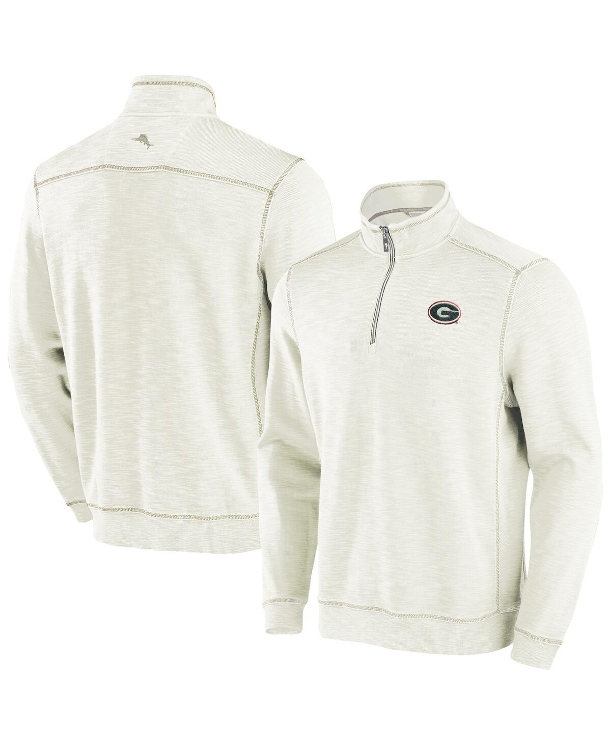 Men's Cream Georgia Bulldogs Tobago Bay Half-Zip Tri-Blend Sweatshirt - Cream