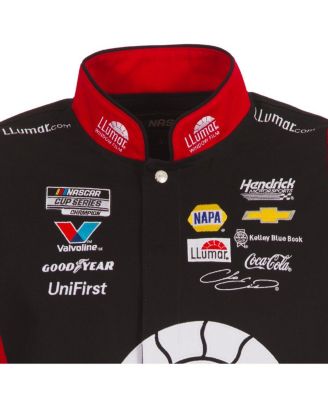 Men's Black/Red Chase Elliott Llumar Full-Snap Twill Uniform Jacket
