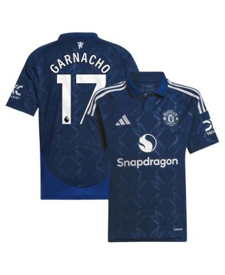 adidas - Big Boys and Girls Alejandro Garnacho Navy Manchester United 2024/25 Replica Player Jersey