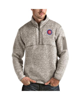 Antigua - Men's Oatmeal Chicago Cubs Fortune Quarter-Zip Pullover Jacket