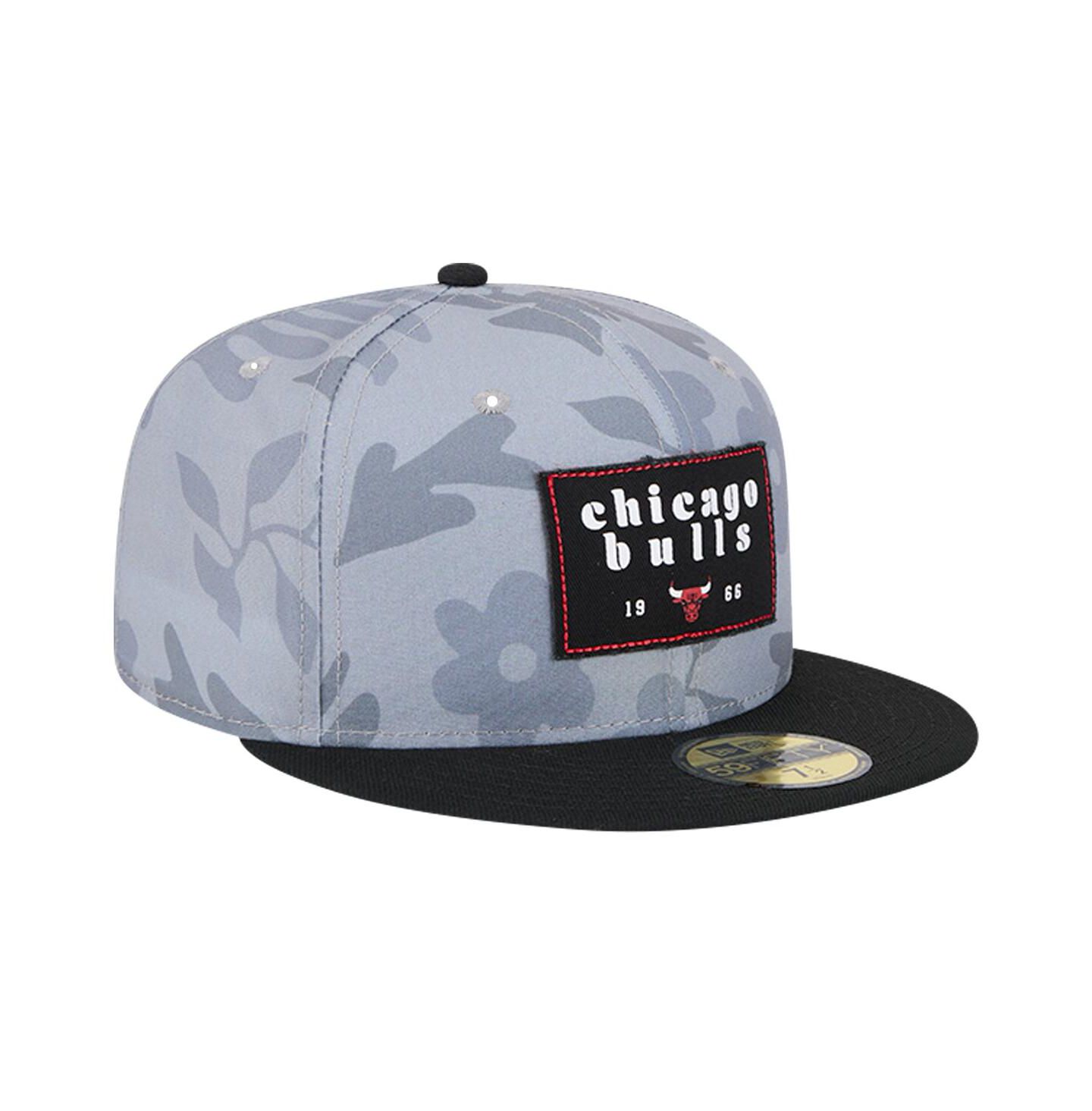 Мужская кепка New Era Gray Chicago Bulls Palm Fronds 2-Tone 59FIFTY Fitted Hat — фото 3