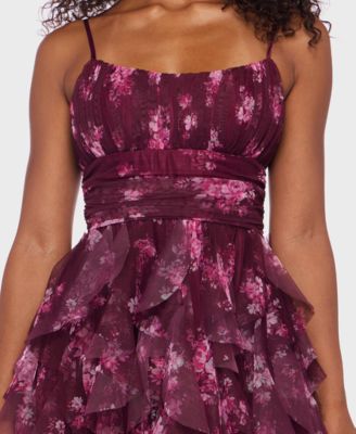 Juniors' Taffeta Sleeveless Fit & Flare Dress