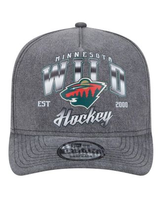 Men's Charcoal Minnesota Wild Throwback Washed A-Frame Pre-Curved 9FIFTY Snapback Hat