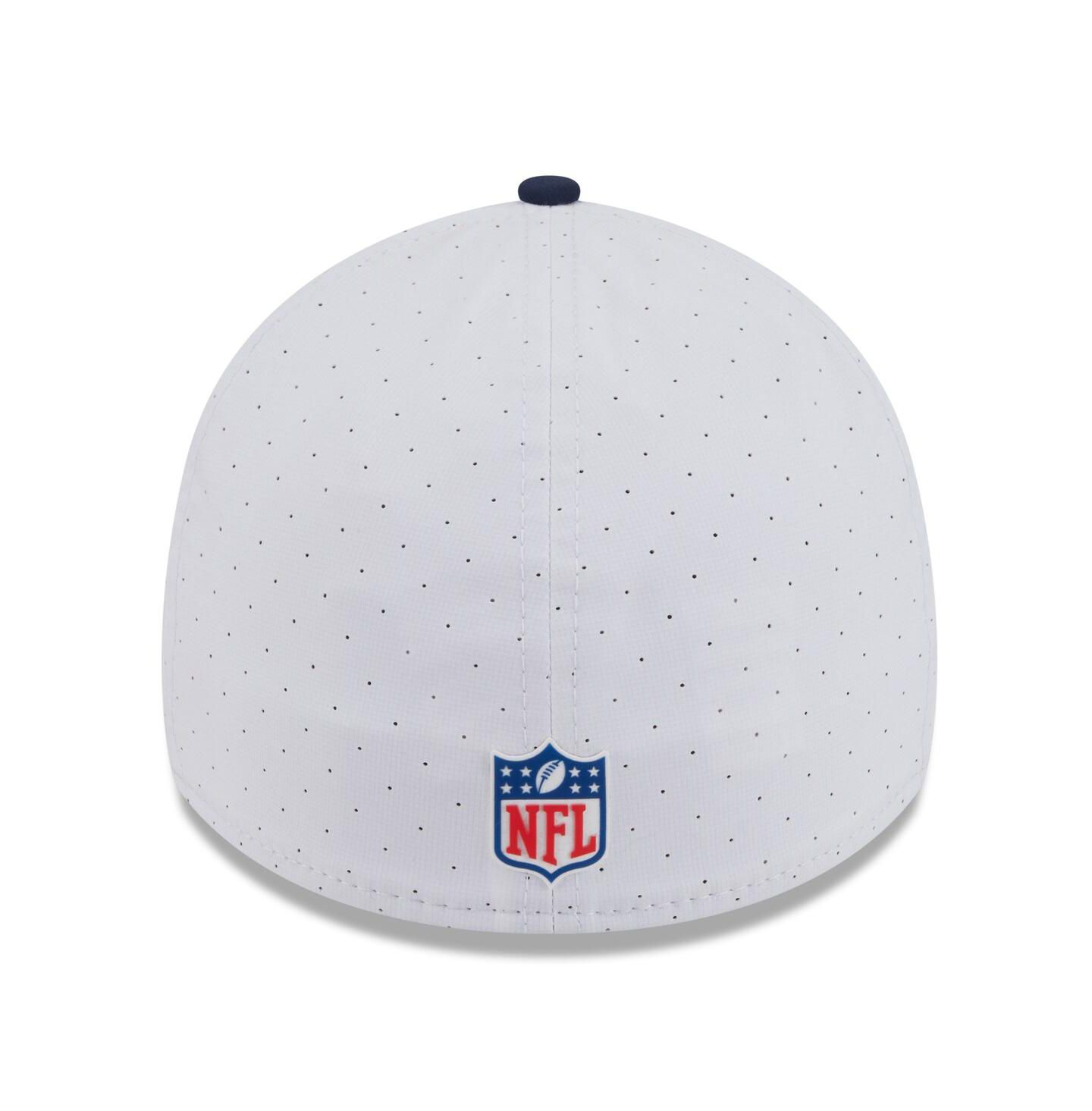 Мужская кепка New Era White/Navy Tennessee Titans 2025 NFL Training Camp 39THIRTY Flex Hat — фото 4