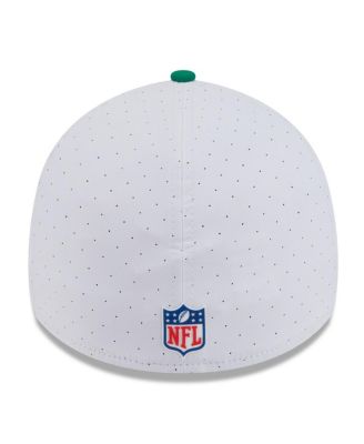Men's White/Kelly Green Philadelphia Eagles 2025 NFL Training Camp Throwback Logo 39THIRTY Flex Hat