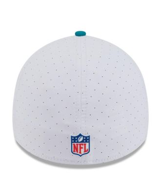 Men's White/Aqua Miami Dolphins 2025 NFL Training Camp Throwback Logo 39THIRTY Flex Hat