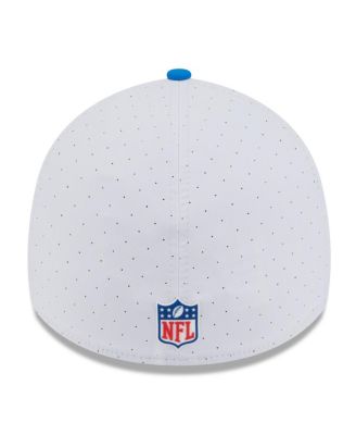 Men's White/Blue Detroit Lions 2025 NFL Training Camp Throwback Logo 39THIRTY Flex Hat