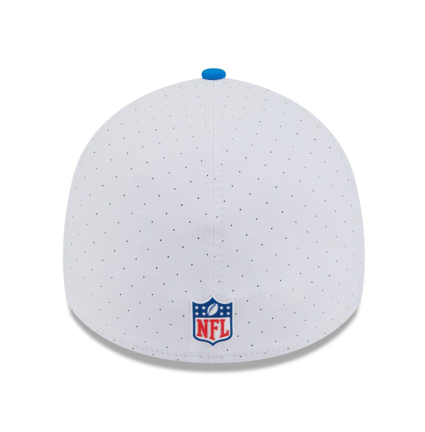 Мужская кепка New Era White/Blue Detroit Lions 2025 NFL Training Camp Throwback Logo 39THIRTY Flex Hat — фото 4