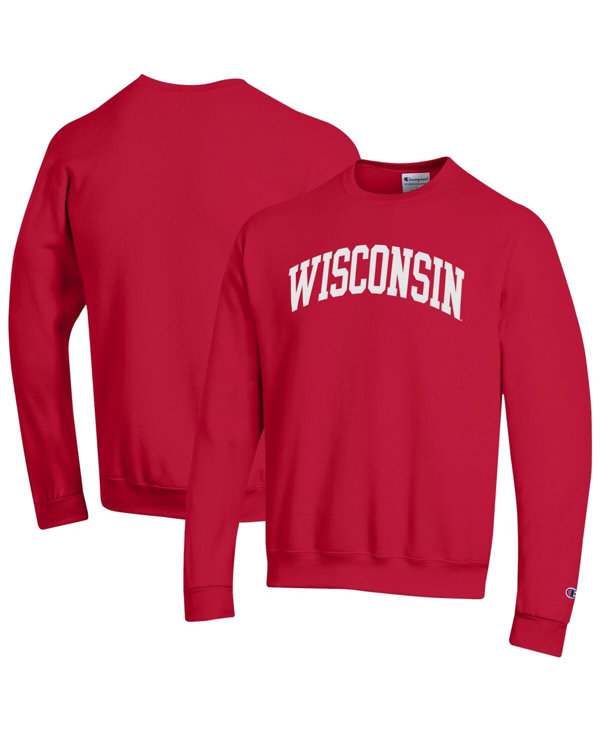 Men's Red Wisconsin Badgers Basic Arch Fleece Pullover Sweatshirt - Red