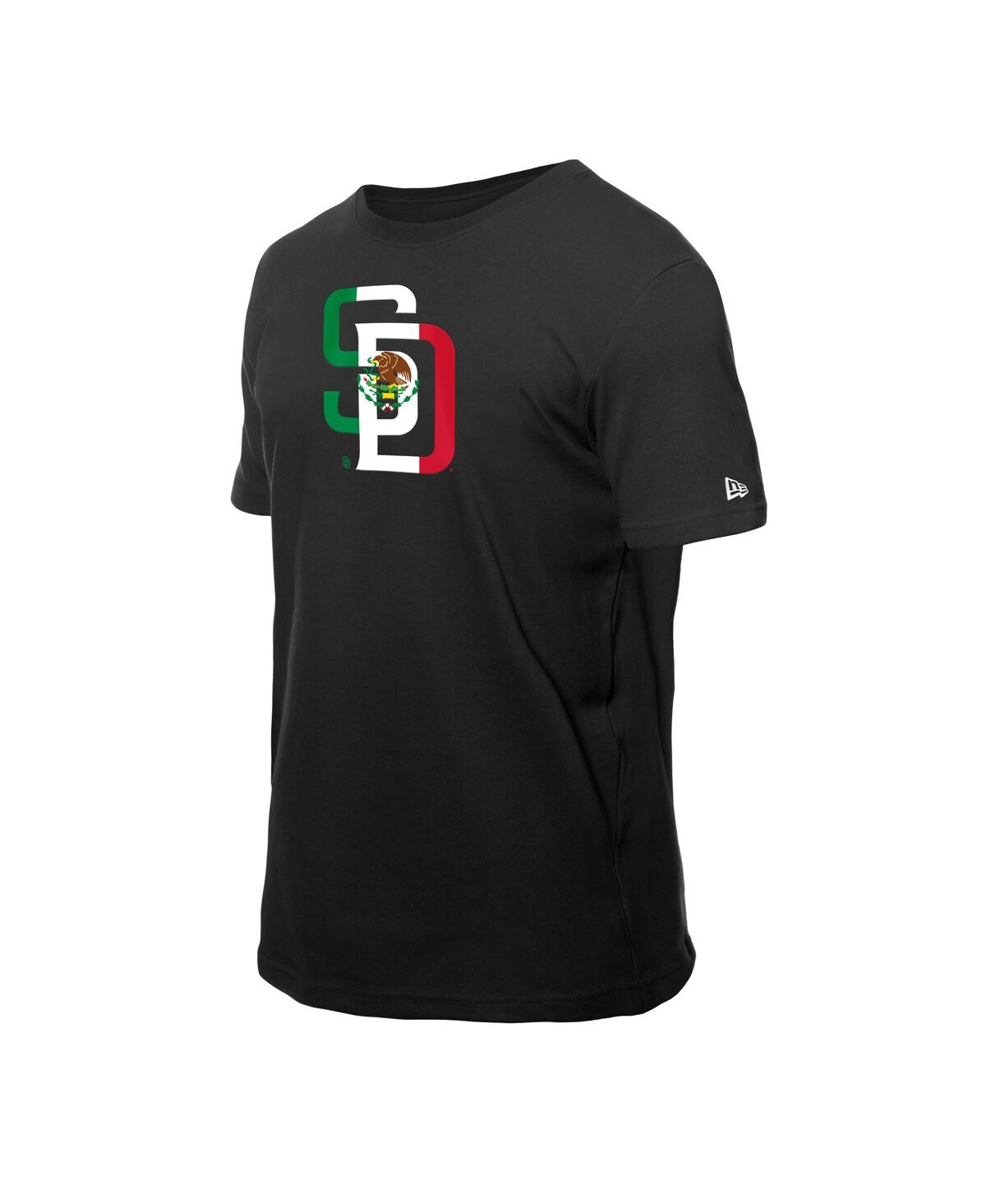 New Era Men's Black San Diego Padres Mexican Flag Logo T-shirt In Black