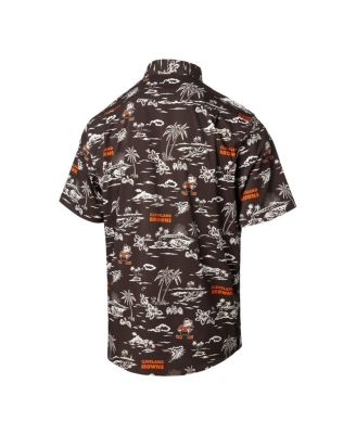 Men's Brown Cleveland Browns Throwback Kekai&nbsp;Print Button-Up Shirt