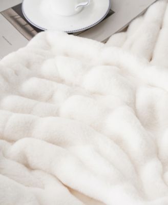 Luxurious Reversible Rabbit Faux Fur Throw, 50" x 60"