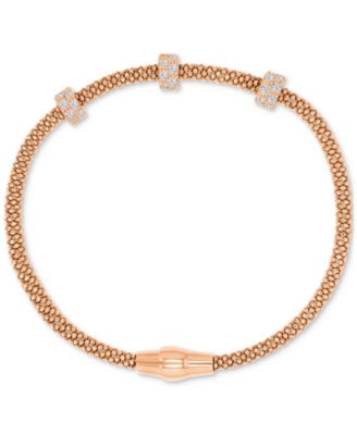 Rondelle Cubic Zirconia Mesh Bracelet in Sterling Silver, 14k Gold Over Sterling Silver or 14k Gold Over Sterling Silver