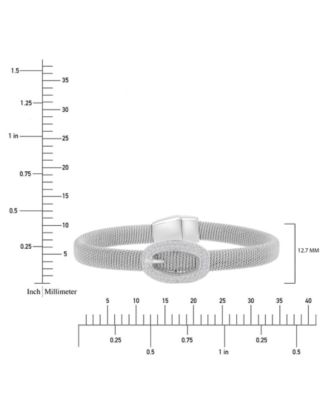 Cubic Zirconia Buckle Charm Bracelet in Sterling Silver (also in 14k Gold Over Sterling Silver)