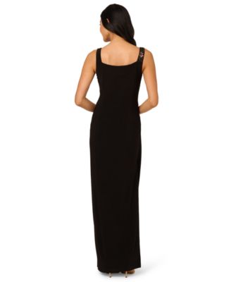 【海外限定】AdriannaPapell ☆ドレスBead Jersey Long Black Dr Adrianna Papell Women's Jersey Beaded Long Sleeveless Dress