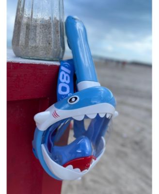 Sharky Blue Full Face Snorkel Mask – Anti-Fog, Safe Waterproof Underwater Snorkeling Mask for Kids & Teenagers