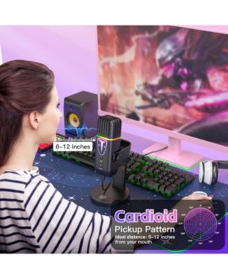 Microphone for iPhone, Noise Cancel USB Mic for PC, Type C Phone, Touch Mute, RGB, Echo Control for ASMR, Streaming, PS4/5, Discord, YouTube