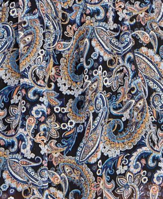 Juniors' Printed Long-Sleeve Fit & Flare Dress