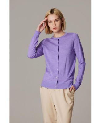 Women's 100% Merino Wool Light Weight Cardigan | Ultra Soft Fine-gauge Sweaters Machine Washable