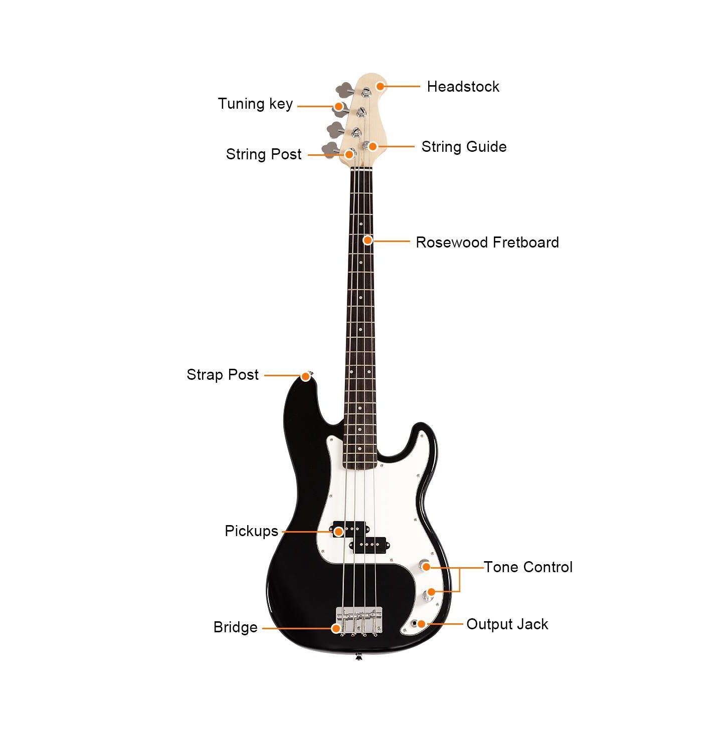 Детская игрушка Mecale Electric 4-String Beginner Bass Guitar, Musical Toy, цвет: Чёрный — фото 4