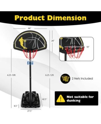 4.25-10 Feet Portable Adjustable Basketball Goal Hoop System