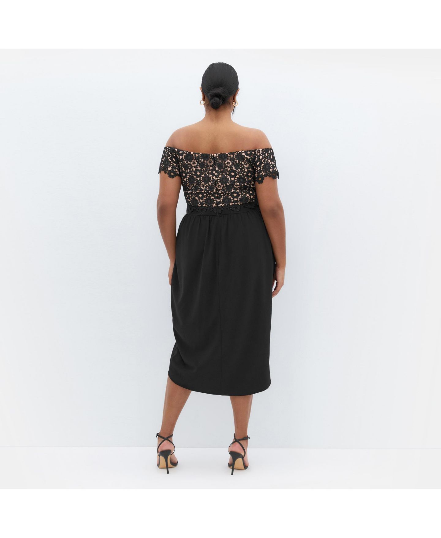 Женское платье CITY CHIC Plus Size Lace Glamour Midi, цвет: Чёрный — фото 2