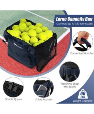 Lightweight Foldable Tennis Ball Teaching Cart with Wheels and Removable Bag