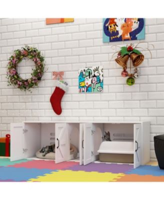 Double Cat Litter Box Enclosure - White