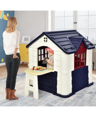Playhouse for Kids, Outdoor Garden Games Cottage w/Working Doors & Windows